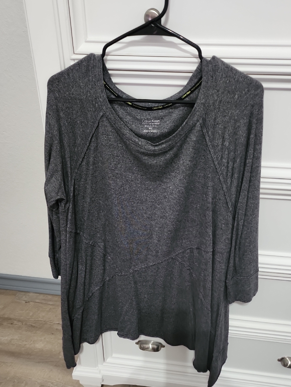 Calvin Klein Charcoal Heather Raglan Long Sleeve Top